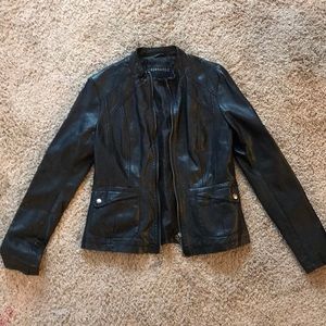 Black faux leather jacket. Bernardo size S